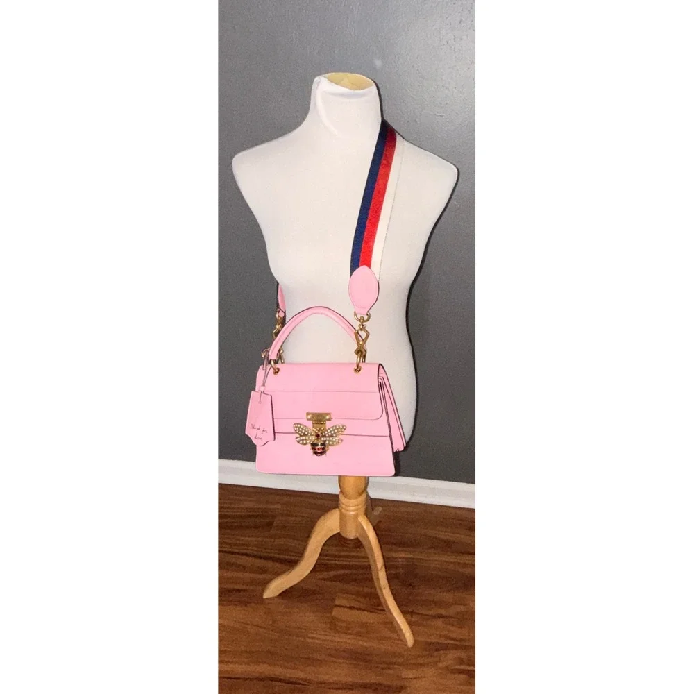 Gucci Queen Margaret‎ Top Handle Crossbody Bag Pink Leather With COA